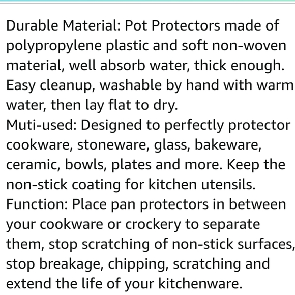 Felt Pot Protectors Cookware Dividers Set of 4 Green NEW 4 Sizes - Picture 6 of 8